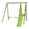Trigano Portique DANI Bois 2,30 M - 2 Balançoires Soufflées + Toboggan - 3 Enfants -Jeux d'imitation Soldes B2CD 1021