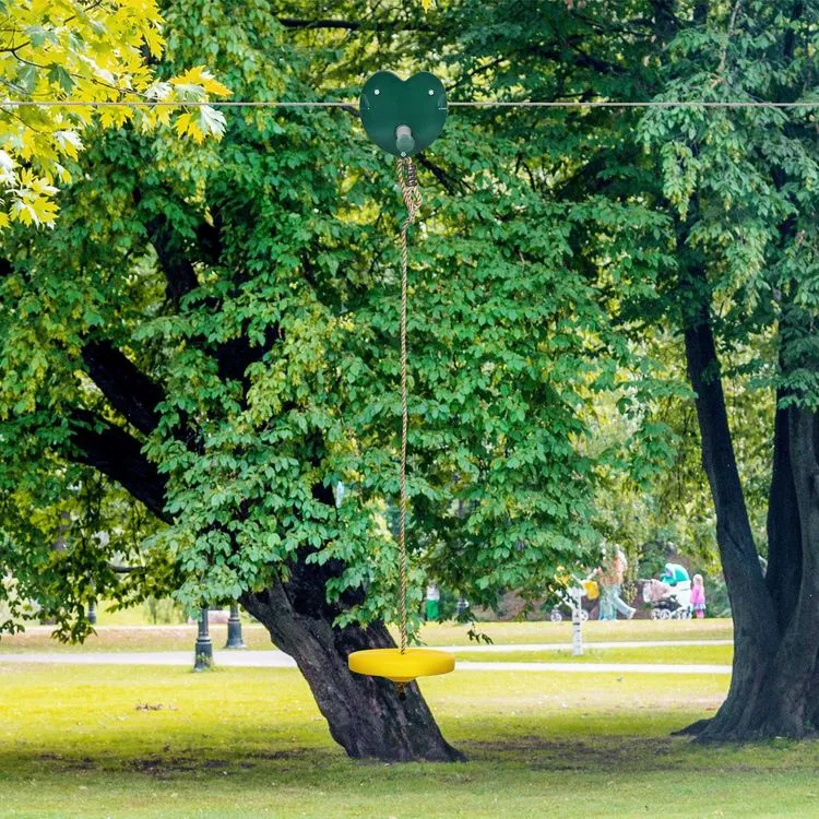 OUTSUNNY Kit Complet Tyrolienne 25 M - Câble épais, Poulie, Poignées Antidérapantes, Assise PE - Accessoires Inclus 6 OUTSUNNY Kit Complet Tyrolienne 25 M - Câble épais, Poulie, Poignées Antidérapantes, Assise PE - Accessoires Inclus – Image 4