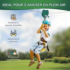 OUTSUNNY Kit Complet Tyrolienne 25 M - Câble épais, Poulie, Poignées Antidérapantes, Assise PE - Accessoires Inclus 13 OUTSUNNY Kit Complet Tyrolienne 25 M - Câble épais, Poulie, Poignées Antidérapantes, Assise PE - Accessoires Inclus -Jeux d'imitation Soldes B2CD 1043