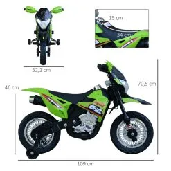 HOMCOM Motocross électrique 35 W Enfant 3 à 6 Ans Dim. 109L X 52,5l X 70,5H Cm Roulettes Amovibles Vert 10 HOMCOM Motocross électrique 35 W Enfant 3 à 6 Ans Dim. 109L X 52,5l X 70,5H Cm Roulettes Amovibles Vert -Jeux d'imitation Soldes B2CD 1079
