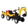 HOMCOM Tracteur à Pédales Tractopelle Avec Remorque Pelle Et Rateau Jeu De Plein Air Enfant à Partir De 3 Ans Jaune Noir