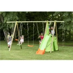 Trigano Portique Aire De Jeu En Bois Et Métal IMPALA Avec Toboggan