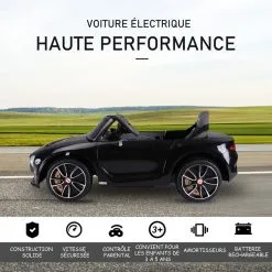 HOMCOM Véhicule électrique Enfants 2 Moteurs 108L X 60l X 43H Cm Télécommande Effets Sonores + Lumineux Noir Bentley -Jeux d'imitation Soldes B2CD 1116