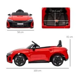 HOMCOM Véhicule électrique Enfant Audi RS E-tron GT V. Max. 5 Km/h Télécommande Effets Sonores + Lumineux Rouge -Jeux d'imitation Soldes B2CD 1126