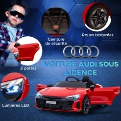 HOMCOM Véhicule électrique Enfant Audi RS E-tron GT V. Max. 5 Km/h Télécommande Effets Sonores + Lumineux Rouge -Jeux d'imitation Soldes B2CD 1127