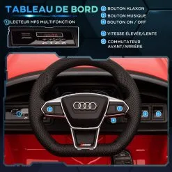 HOMCOM Véhicule électrique Enfant Audi RS E-tron GT V. Max. 5 Km/h Télécommande Effets Sonores + Lumineux Rouge -Jeux d'imitation Soldes B2CD 1129