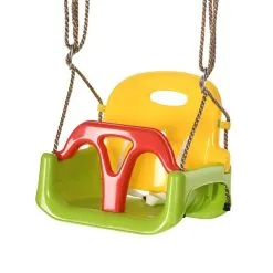 OUTSUNNY Balançoire Siège 3 En 1 évolutif Réglable Enfant - Dossier, Barre En T Amovibles, Ceinture