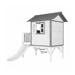 Axi House AXI Maisonnette Lodge XL En Bois Blanc Gris Toboggan Blanc -Jeux d'imitation Soldes B2CD 1160
