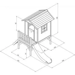 Axi House AXI Maisonnette Lodge XL En Bois Blanc Gris Toboggan Blanc -Jeux d'imitation Soldes B2CD 1161