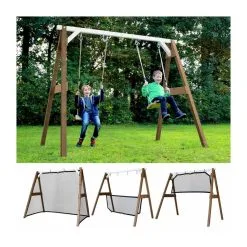 Axi House AXI Portique 4 En 1 Sports Fun Marron Blanc 160x254x207cm -Jeux d'imitation Soldes B2CD 1170
