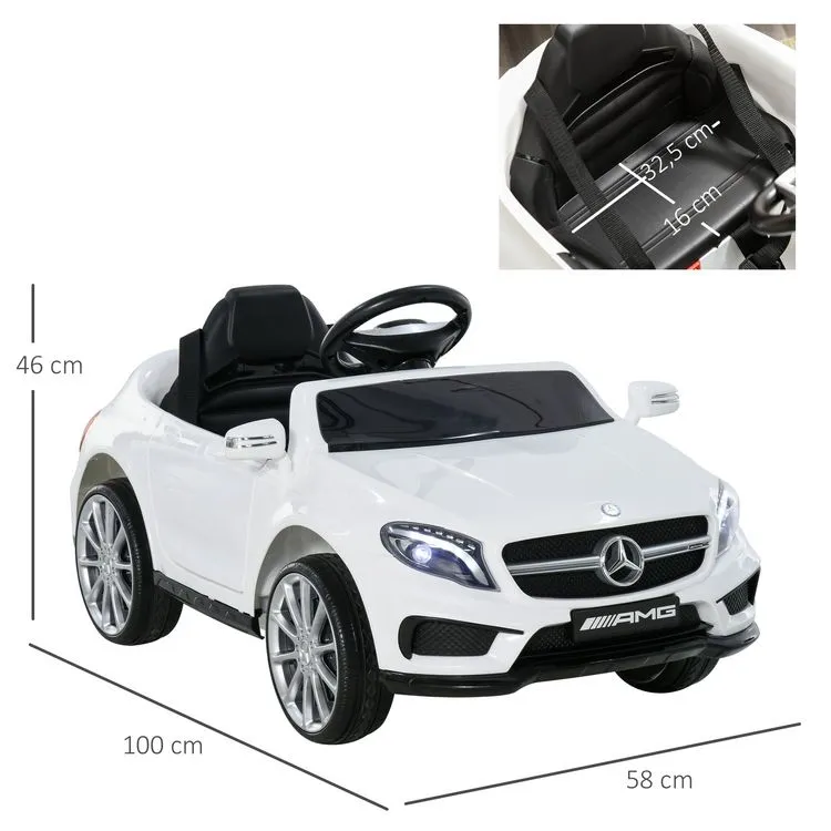 HOMCOM Voiture Véhicule électrique Enfant 6 V 7 Km/h Max. Télécommande Effets Sonores + Lumineux Mercedes GLA AMG Blanc 5 HOMCOM Voiture Véhicule électrique Enfant 6 V 7 Km/h Max. Télécommande Effets Sonores + Lumineux Mercedes GLA AMG Blanc – Image 3