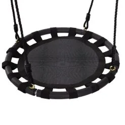 HOMCOM Balançoire Nid D'oiseau Ronde Balançoire Panier Ø 60 X 3,5H Cm 4 Anneaux Inclus Métal époxy Polyester Haute Densité Noir