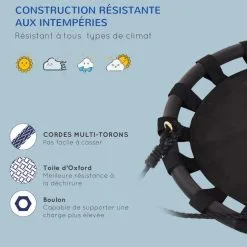 HOMCOM Balançoire Nid D'oiseau Ronde Balançoire Panier Ø 60 X 3,5H Cm 4 Anneaux Inclus Métal époxy Polyester Haute Densité Noir 12 HOMCOM Balançoire Nid D'oiseau Ronde Balançoire Panier Ø 60 X 3,5H Cm 4 Anneaux Inclus Métal époxy Polyester Haute Densité Noir -Jeux d'imitation Soldes B2CD 1241