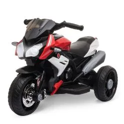 HOMCOM Moto électrique Pour Enfants 3 Roues 6 V 3 Km/h Effets Lumineux Et Sonores Rouge
