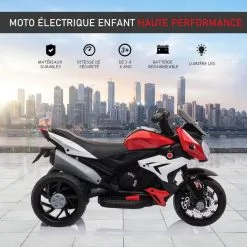 HOMCOM Moto électrique Pour Enfants 3 Roues 6 V 3 Km/h Effets Lumineux Et Sonores Rouge 11 HOMCOM Moto électrique Pour Enfants 3 Roues 6 V 3 Km/h Effets Lumineux Et Sonores Rouge -Jeux d'imitation Soldes B2CD 1268