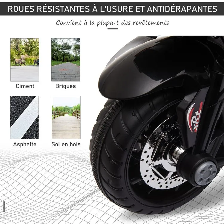 HOMCOM Moto électrique Pour Enfants 3 Roues 6 V 3 Km/h Effets Lumineux Et Sonores Rouge 8 HOMCOM Moto électrique Pour Enfants 3 Roues 6 V 3 Km/h Effets Lumineux Et Sonores Rouge – Image 6