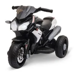 HOMCOM Moto électrique Pour Enfants 3 Roues 6 V 3 Km/h Effets Lumineux Et Sonores Noir