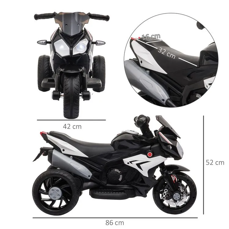 HOMCOM Moto électrique Pour Enfants 3 Roues 6 V 3 Km/h Effets Lumineux Et Sonores Noir 5 HOMCOM Moto électrique Pour Enfants 3 Roues 6 V 3 Km/h Effets Lumineux Et Sonores Noir – Image 3