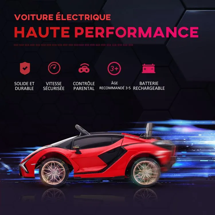 HOMCOM Voiture électrique Enfants De Sport Supercar 12 V - V. Max. 8 Km/h Effets Sonores + Lumineux Rouge 8 HOMCOM Voiture électrique Enfants De Sport Supercar 12 V - V. Max. 8 Km/h Effets Sonores + Lumineux Rouge – Image 6