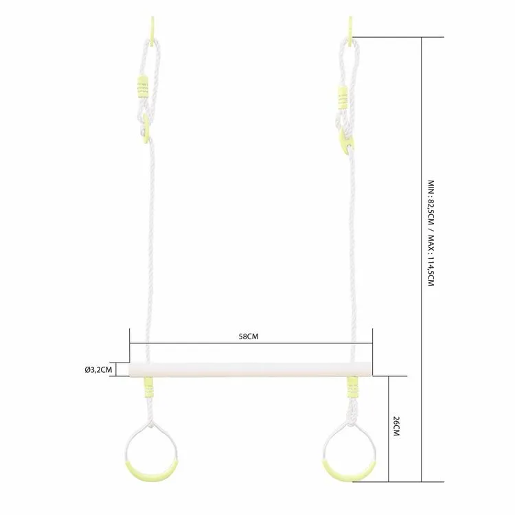 Alice's Garden Trapèze Bois Avec Paire D'anneaux Métal Pour Portique De 2 à 2.5m. Agrès Balançoire. Accessoire 6 Alice's Garden Trapèze Bois Avec Paire D'anneaux Métal Pour Portique De 2 à 2.5m. Agrès Balançoire. Accessoire – Image 4