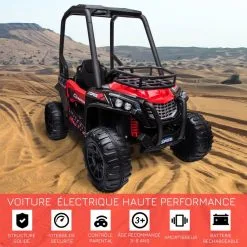 HOMCOM Voiture électrique Enfant 3 à 8 Ans - Buggy Quad électrique 120 W - V. Max. 6 Km/h - Télécommande - Effets Lumineux Sonores - Rouge -Jeux d'imitation Soldes B2CD 1351