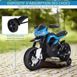 HOMCOM Moto électrique Pour Enfants 25 W 6 V 3 Km/h Effets Lumineux Et Sonores Roulettes Amovibles Bleu 12 HOMCOM Moto électrique Pour Enfants 25 W 6 V 3 Km/h Effets Lumineux Et Sonores Roulettes Amovibles Bleu -Jeux d'imitation Soldes B2CD 1379