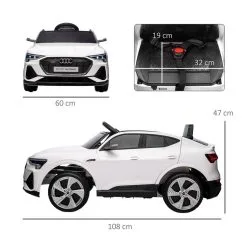 HOMCOM Voiture Véhicule électrique Enfant E-tron Sportback S Line 12 V - V. Max. 8 Km/h - Effets Sonores, Lumineux - Télécommande, Port USB, MP3 - Blanc -Jeux d'imitation Soldes B2CD 1408