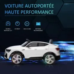 HOMCOM Voiture Véhicule électrique Enfant E-tron Sportback S Line 12 V - V. Max. 8 Km/h - Effets Sonores, Lumineux - Télécommande, Port USB, MP3 - Blanc -Jeux d'imitation Soldes B2CD 1411