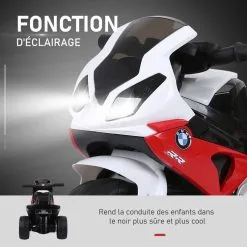 BMW Moto électrique Pour Enfants 3 Roues 6 V 2,5 Km/h Effets Lumineux Et Sonores Rouge BMW S1000 RR -Jeux d'imitation Soldes B2CD 1458