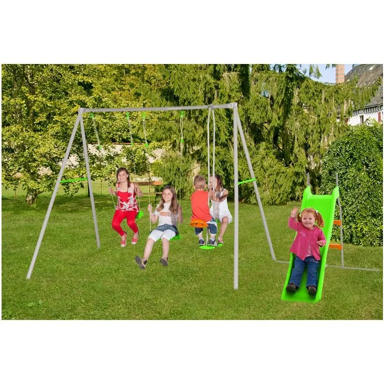 Trigano Portique Balançoire Métal Avec Toboggan RAPHAEL 3 Trigano Portique Balançoire Métal Avec Toboggan RAPHAEL