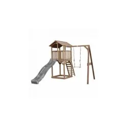 Axi House AXI Beach Tower Avec Balancoire Simple Marron Toboggan Gris
