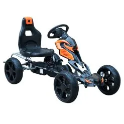 HOMCOM Kart à Pédales Go-Kart Enfants 122L X 60l X 70H Cm Ø Roues 29 Cm Siège Ergonomique Orange Noir