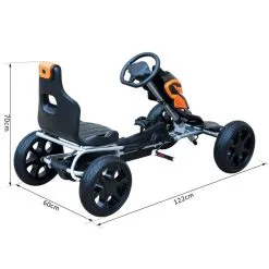 HOMCOM Kart à Pédales Go-Kart Enfants 122L X 60l X 70H Cm Ø Roues 29 Cm Siège Ergonomique Orange Noir -Jeux d'imitation Soldes B2CD 1545