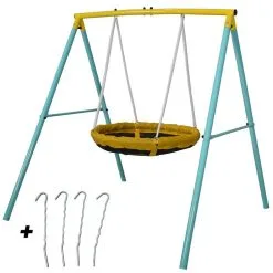 JUMP POWER Balancoire Enfant Tiny Swing - Portique Balancoire Nid D Oiseau - 2 Enfants à La Fois - Poids Max 90 Kgs - Idéal Petits Jardins