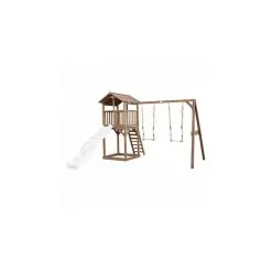 Axi House AXI Beach Tower Avec Balancoire Double Marron Toboggan Blanc