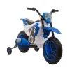 HOMCOM Moto Cross électrique Enfant 3 à 5 Ans 12 V 3-8 Km/h Avec Roulettes Latérales Amovibles Dim. 106,5L X 51,5l X 68H Cm Bleu -Jeux d'imitation Soldes B2CD 1568