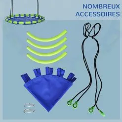 OUTSUNNY Balançoire Nid D'oiseau Ronde Balançoire Panier Ø 100 X 120-180H Cm Accessoires Inclus Bleu Vert -Jeux d'imitation Soldes B2CD 1615