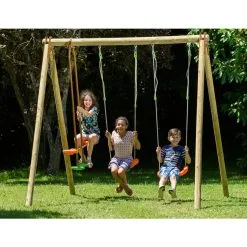 Trigano Portique Bois DARIFOU 2,30m - 3 Agrès 2 Balançoires + 1F/F