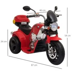 HOMCOM Moto électrique Pour Enfants Scooter 3 Roues 6 V 3 Km/h Effets Lumineux Et Sonores Top Case Rouge -Jeux d'imitation Soldes B2CD 1706