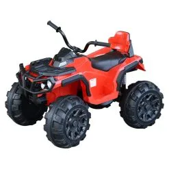 HOMCOM Voiture 4x4 Quad Buggy électrique Enfant 3 à 6 Ans Effets Lumineux Musique V. Max. 3 Km/h Batterie Rechargeable Lecteur MP3 Multifonction Rouge