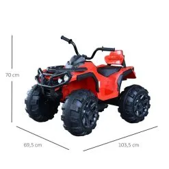 HOMCOM Voiture 4x4 Quad Buggy électrique Enfant 3 à 6 Ans Effets Lumineux Musique V. Max. 3 Km/h Batterie Rechargeable Lecteur MP3 Multifonction Rouge -Jeux d'imitation Soldes B2CD 1757