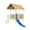 Axi House Maisonnette Akela Brun Blanc Avec Toboggan Bleu -Jeux d'imitation Soldes B2CD 1767