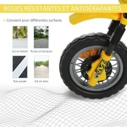 HOMCOM Moto Cross électrique Enfant 3 à 6 Ans 6 V Phares Klaxon Musiques 102 X 53 X 66 Cm Jaune Et Noir -Jeux d'imitation Soldes B2CD 1775