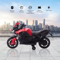 HOMCOM Moto électrique Enfant 6 V 3 Km/h Effet Lumineux Et Sonore Roulettes Amovibles Repose-pied Valises Latérales Métal PP Rouge Noir 11 HOMCOM Moto électrique Enfant 6 V 3 Km/h Effet Lumineux Et Sonore Roulettes Amovibles Repose-pied Valises Latérales Métal PP Rouge Noir -Jeux d'imitation Soldes B2CD 1801