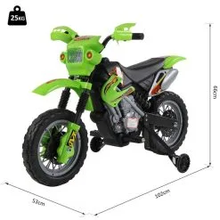 HOMCOM Moto Cross électrique Enfant 3 à 6 Ans 6 V Phares Klaxon Musiques 102 X 53 X 66 Cm Vert Et Noir -Jeux d'imitation Soldes B2CD 1814