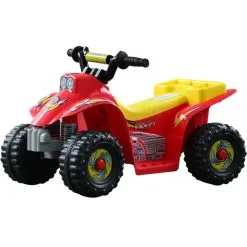 HOMCOM Voiture 4x4 Quad électrique Multifonctions 65L X 43l X 43H Cm Enfants 18 à 36 Mois Rouge Et Jaune