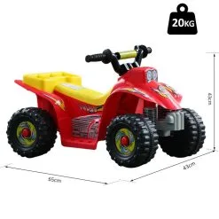 HOMCOM Voiture 4x4 Quad électrique Multifonctions 65L X 43l X 43H Cm Enfants 18 à 36 Mois Rouge Et Jaune -Jeux d'imitation Soldes B2CD 1836