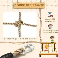 OUTSUNNY Filet D'escalade Enfant PE Filet à Grimper 3-6 Ans 1,5L X 2H M Crochets Acier Galvanisé -Jeux d'imitation Soldes B2CD 1843