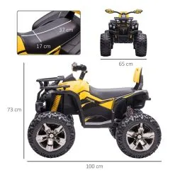 HOMCOM Voiture 4x4 Quad Buggy électrique Enfant 12 V 5 Km/h Max. Effets Lumineux Sonores Selle Avec Dossier Porte-bagage Avant Métal PP Jaune Noir 10 HOMCOM Voiture 4x4 Quad Buggy électrique Enfant 12 V 5 Km/h Max. Effets Lumineux Sonores Selle Avec Dossier Porte-bagage Avant Métal PP Jaune Noir -Jeux d'imitation Soldes B2CD 1852