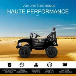 HOMCOM Voiture 4x4 électrique Enfant 2 Moteurs 35 W 5 Km/h Max. Télécommande Incluse Effets Lumineux Sonores Noir -Jeux d'imitation Soldes B2CD 1869